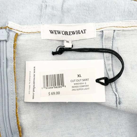 NWT Revolve WeWoreWhat Cut Out Denim Mini Skirt Women's M Blue Light Wash High W - Picture 6 of 7